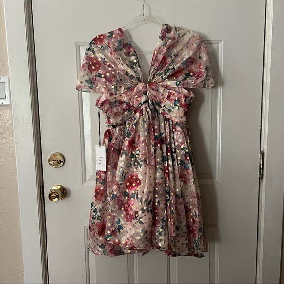 NWT Unique Vintage Pink Floral & Gold Dots Heart & Soul Babydoll Dress - Picture 4 of 7